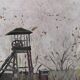 French vintage oil painting on canvas of a mine, signed M. L. Bertin Eustache