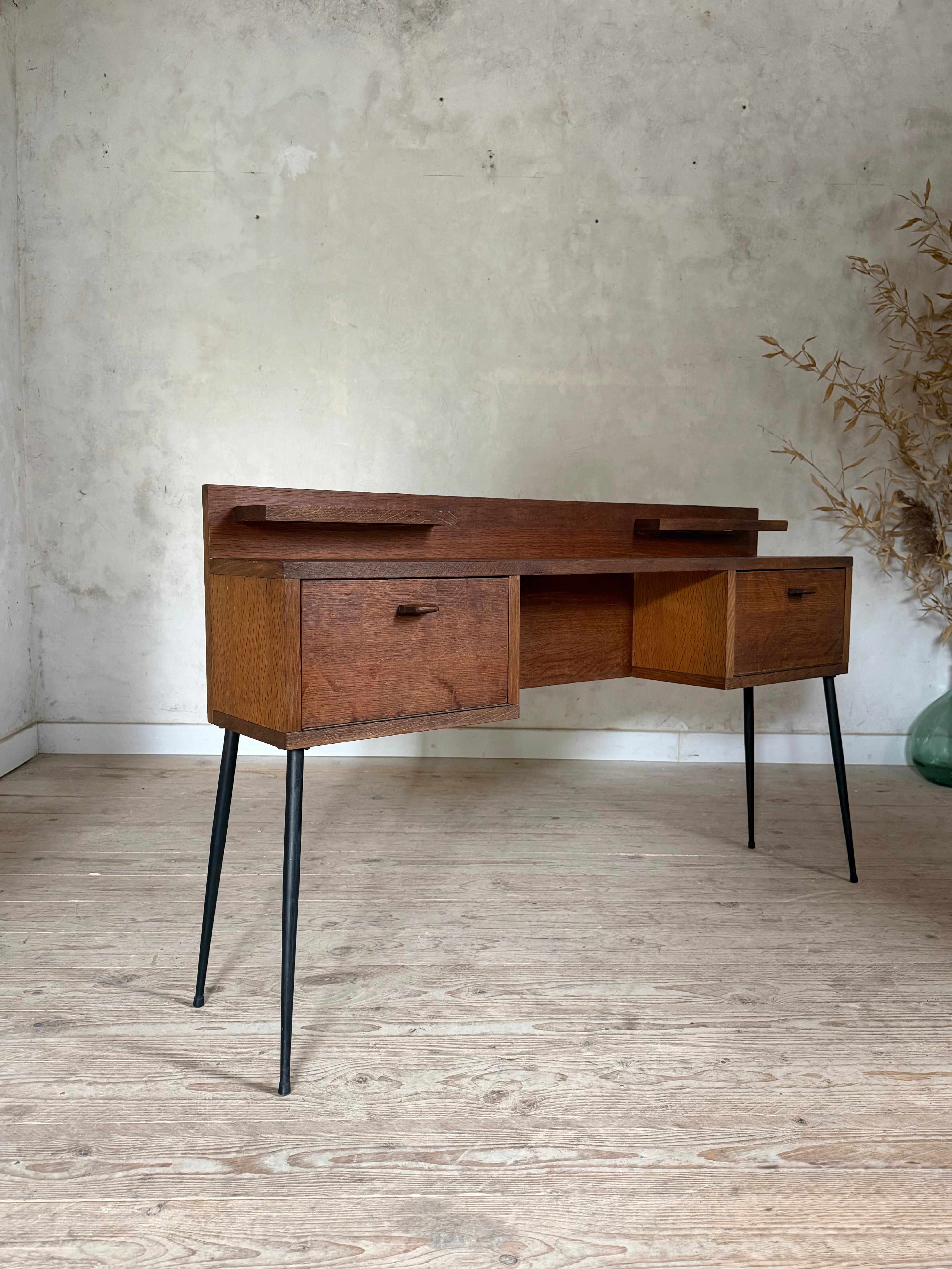 Vintage oak console desk