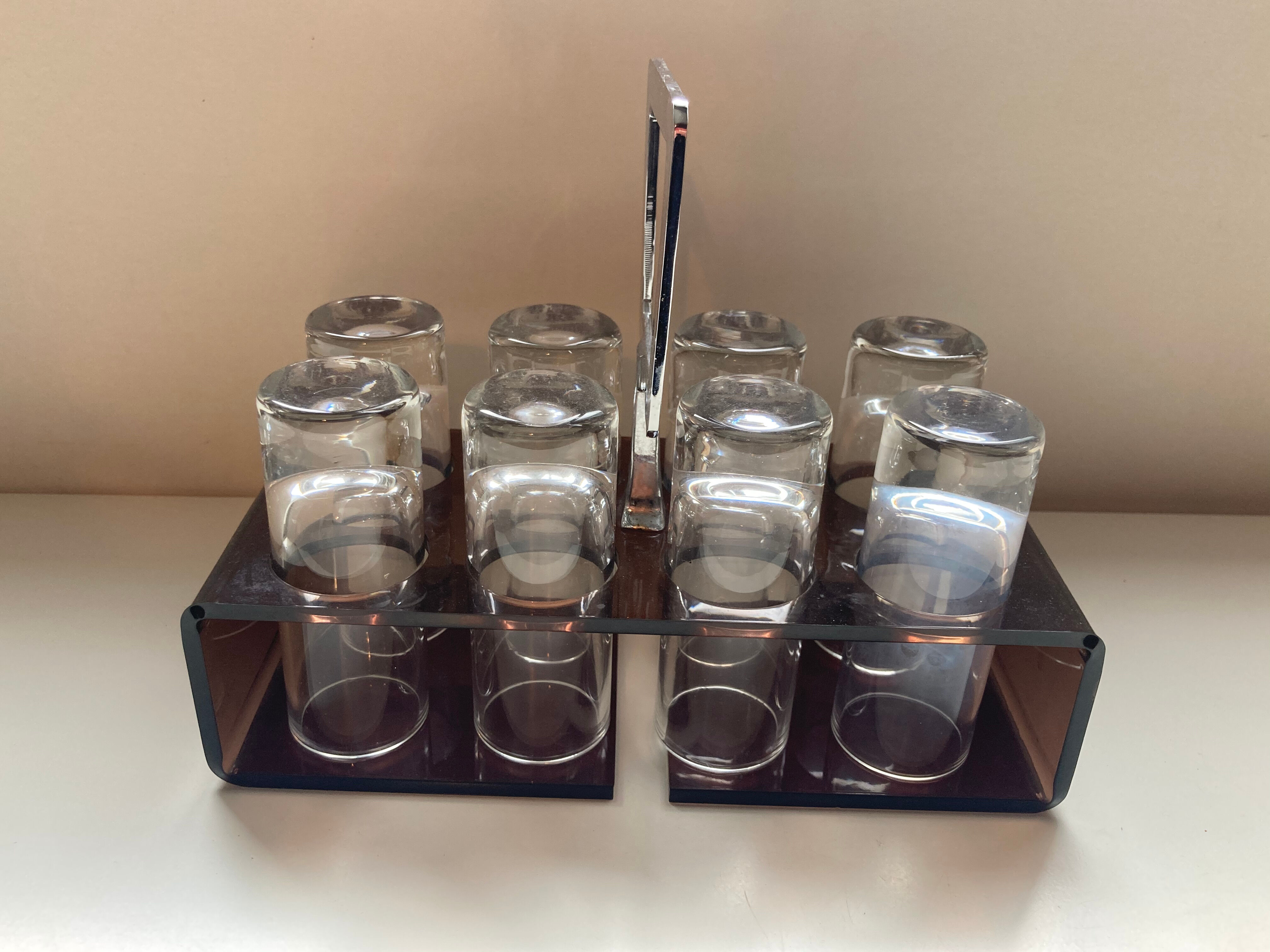 Old vodka alcohol aperitif shot service from the 70s