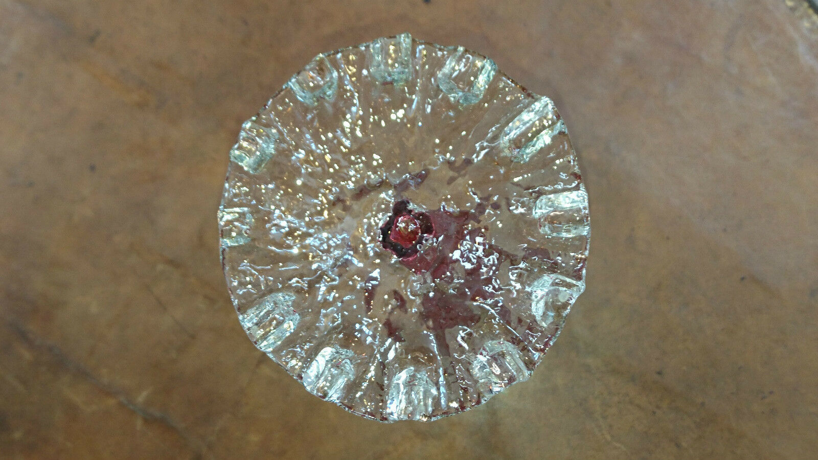 Vase Crystal two-tier gold and pink/translucent