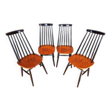 Set of 4 scandinavian teak chairs 60s