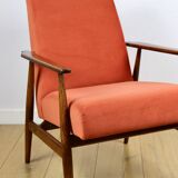 Armchair 'Lis', 1970s design by Henryk Lis orange-brick-terracotta - 2 pieces available