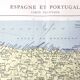 Carte Espagne et Portugal vintage 43x43cm de 1950