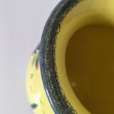 Quimper Henriot Vase – Rare mixed decoration (D.301 + monochrome) on a yellow background