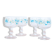 4 verres à pied a décor de myosotis