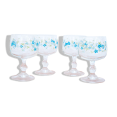 4 verres à pied a décor de myosotis