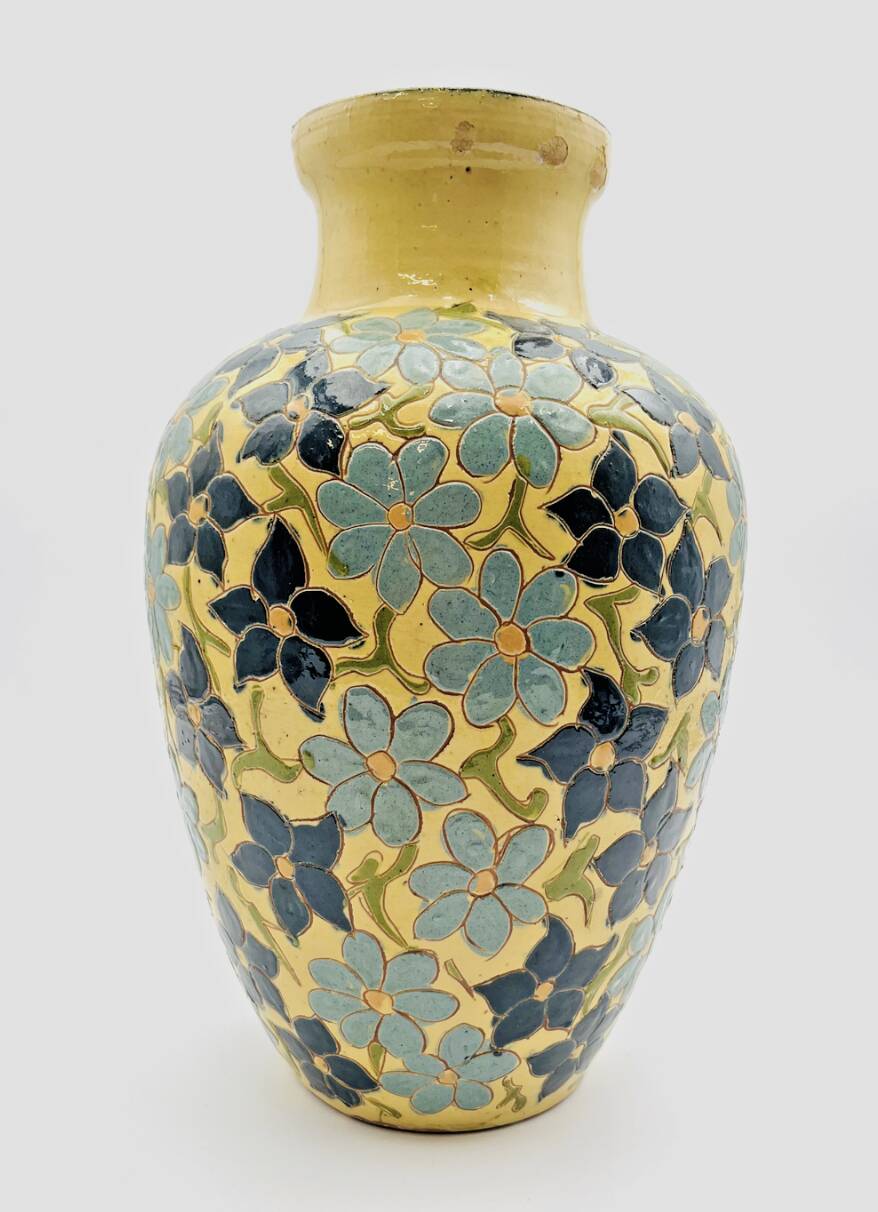 Glazed Savoyard pottery vase – floral decoration