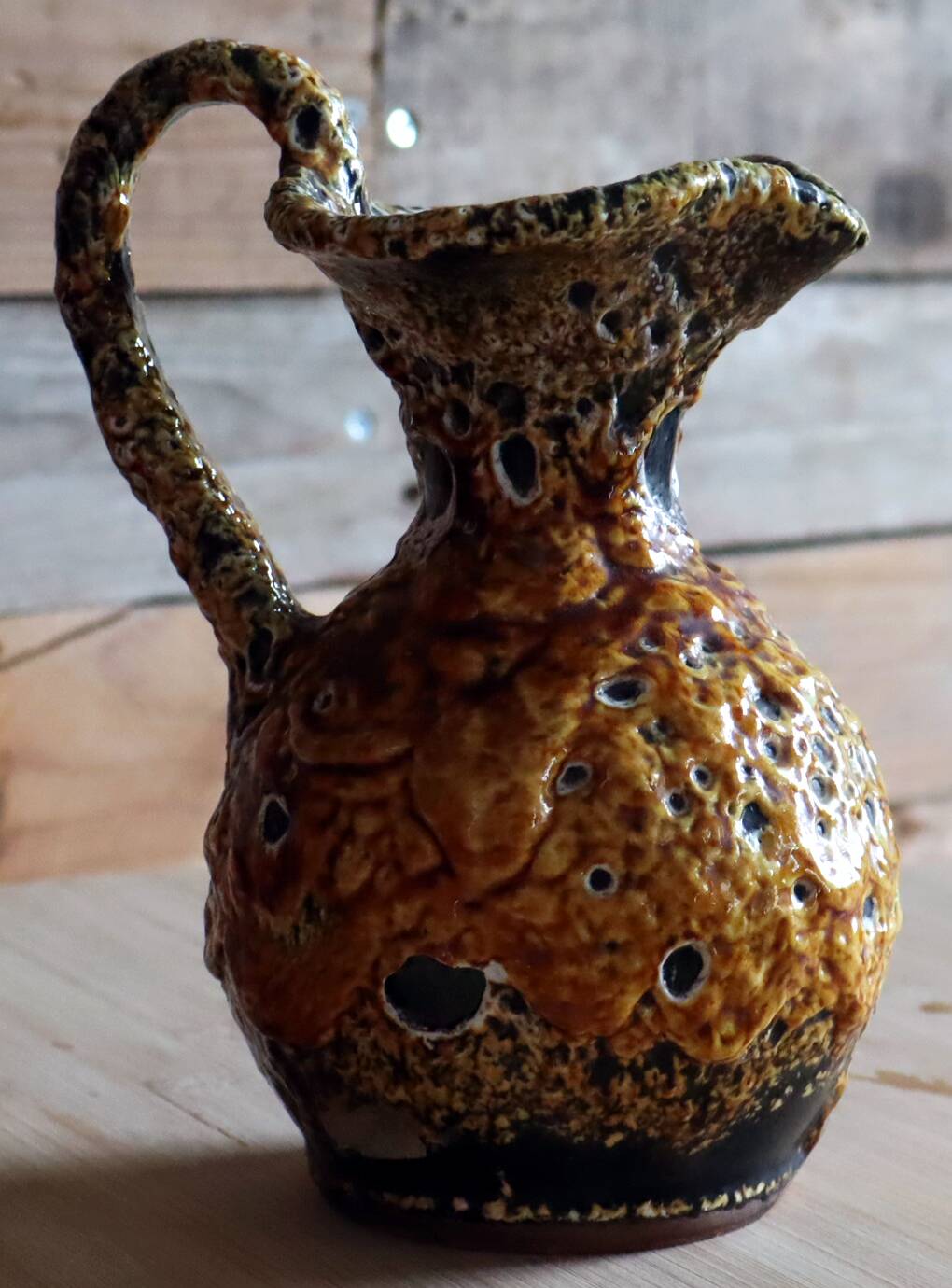Art Ceramic Jug – Honey Glazes, Cyclops - Vallauris Style