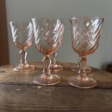 Vintage set of 5 small Luminarc Rosaline liqueur glasses