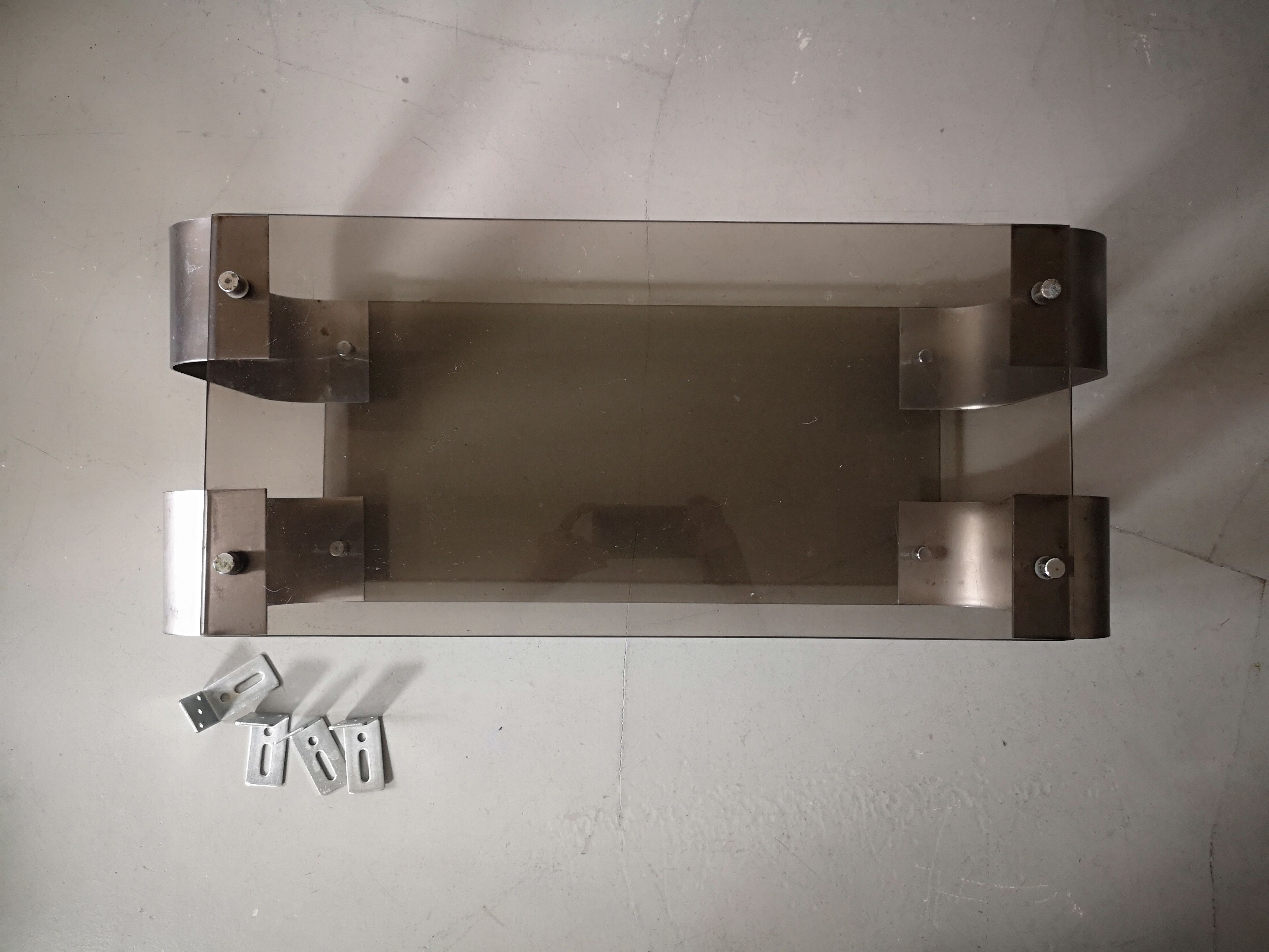 wall floor in metal and smoked glass, Donald Singer 1970