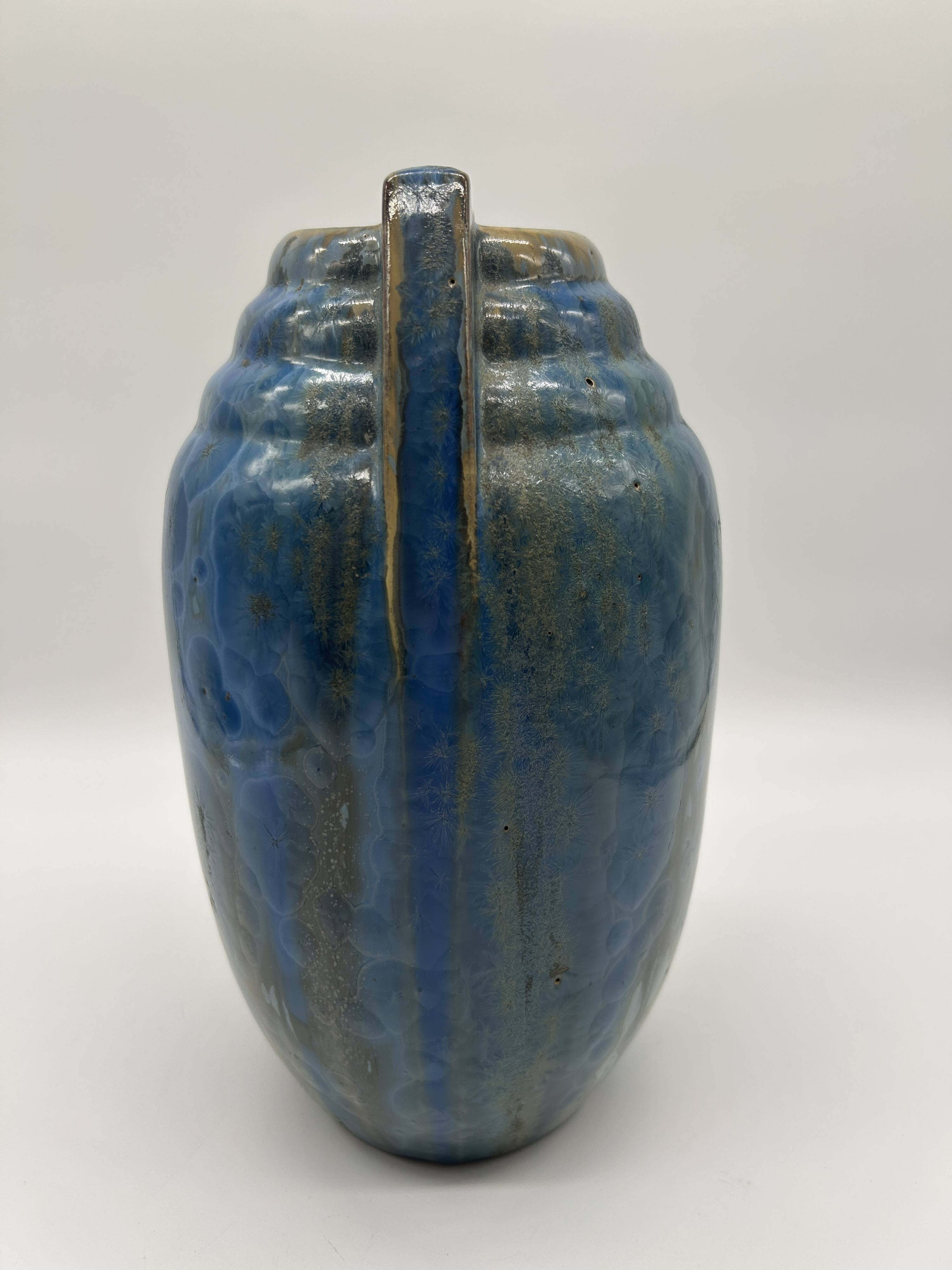 Vase art deco en grès émaillé de la manufacture pierrefonds