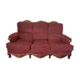 Burgundy velvet canapé bed in Louis XV Regency style.