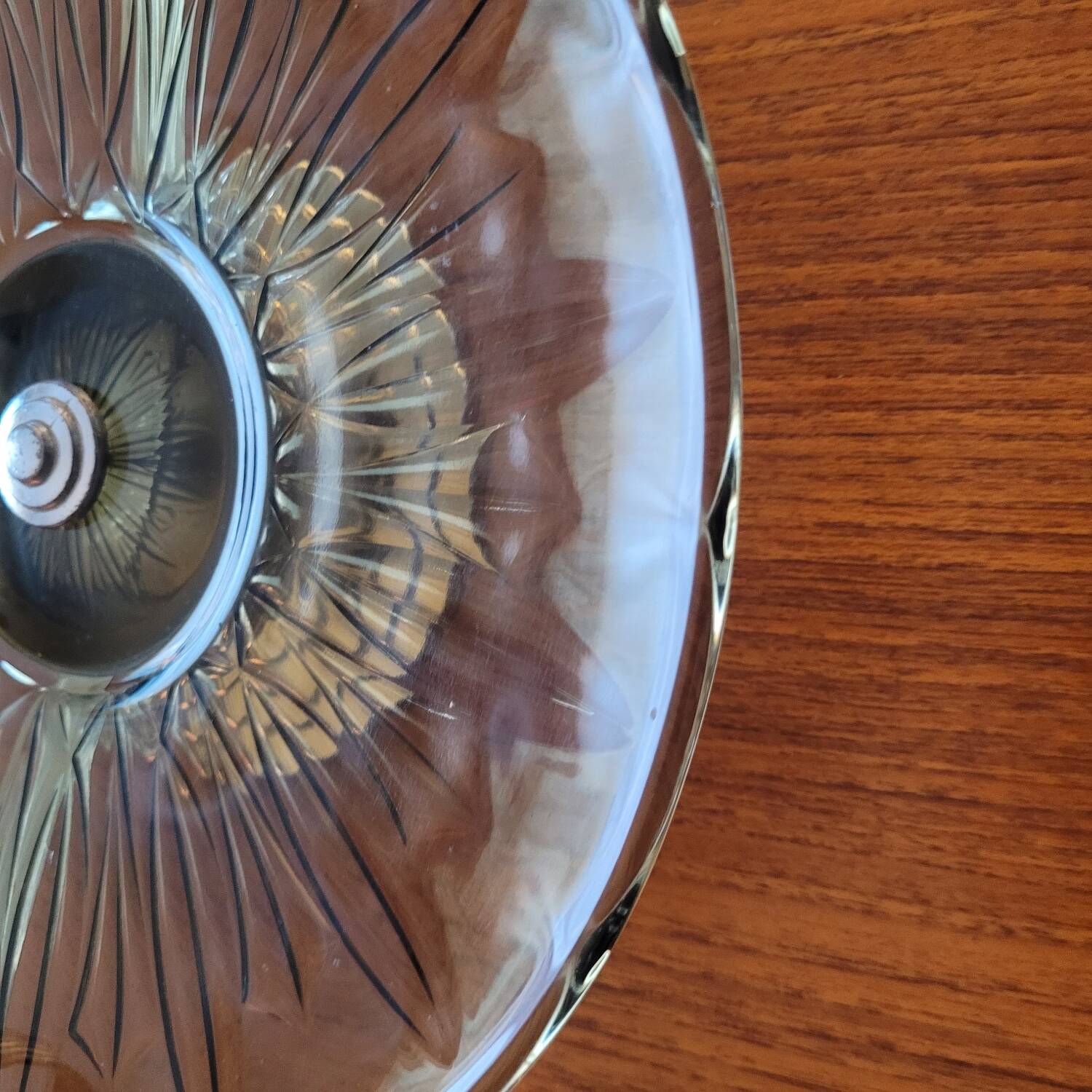 Art Deco smoked glass and chrome-plated metal bowl – 1930s
