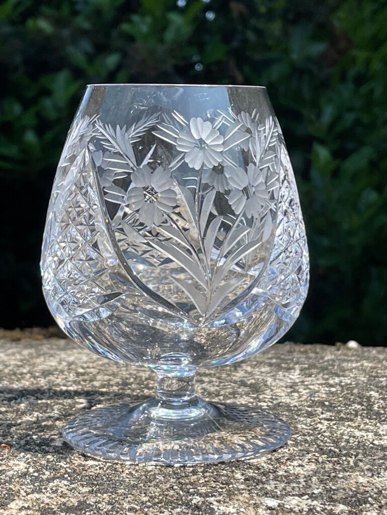 6 cognac glasses – blown and cut crystal