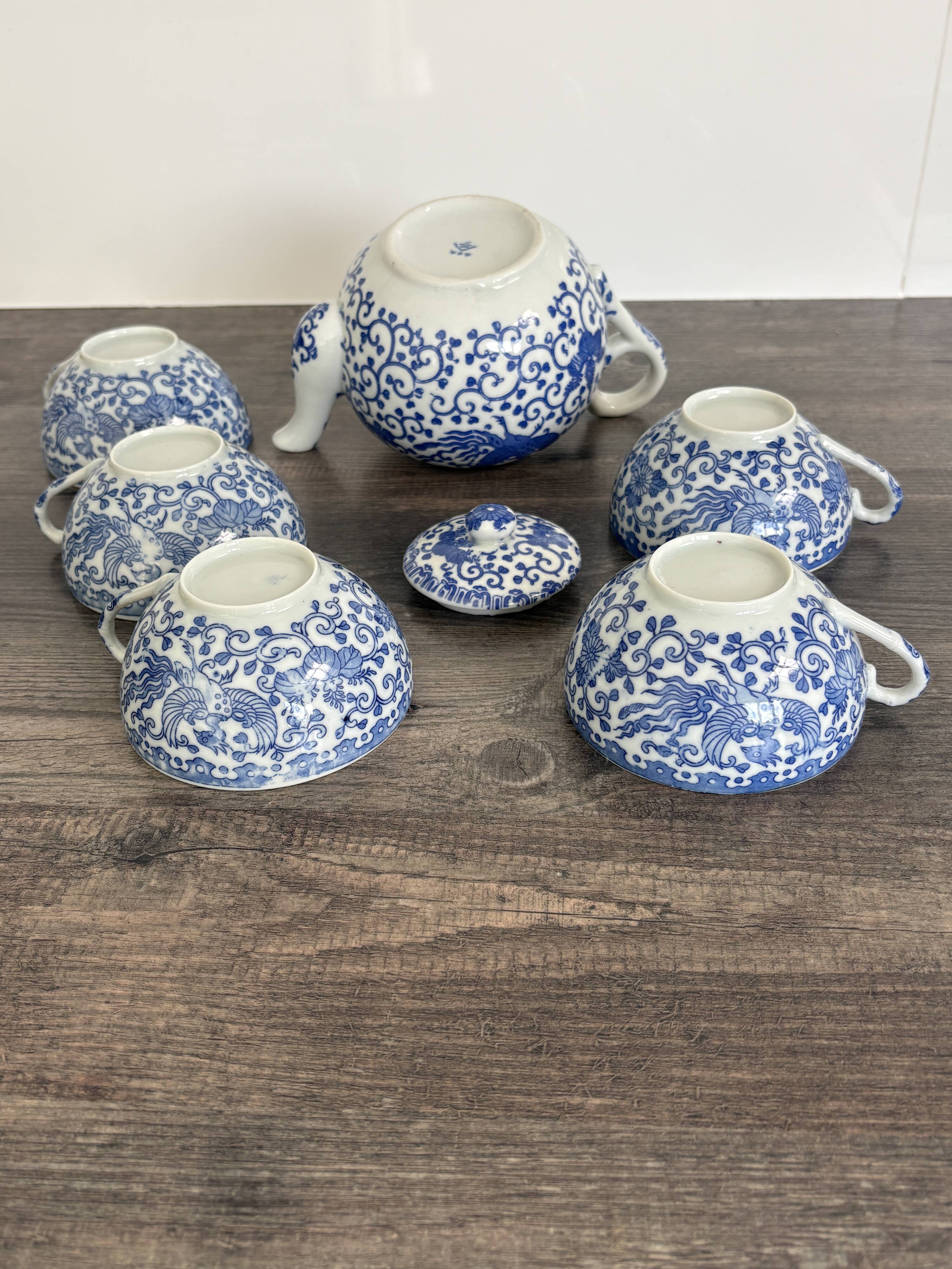 Ancient Japanese tea service Phoenix Decor – Early 20th century