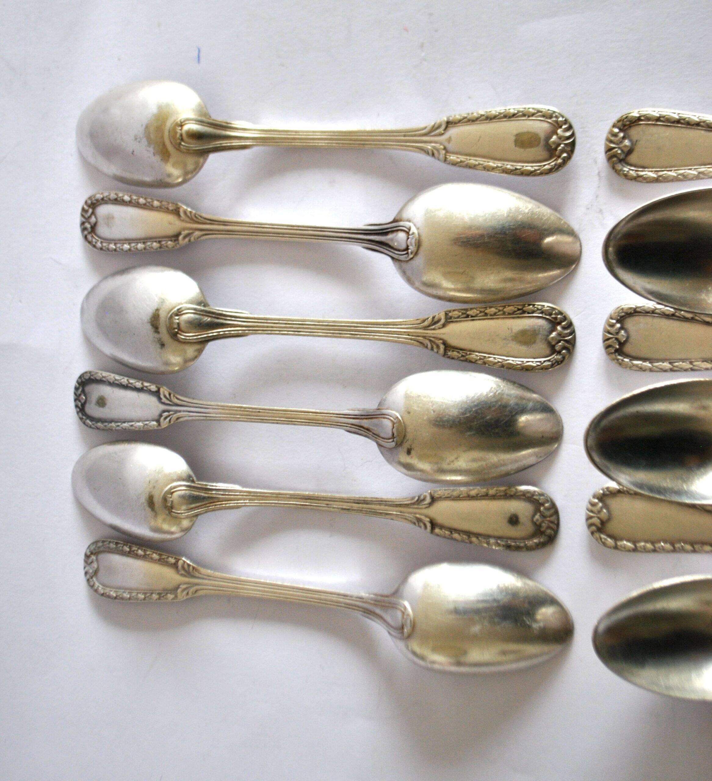 Lot of 12 classic silver-plated metal teaspoons 1900 Silversmith BOULENGER
