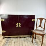 Meuble buffet en bois laqué et laiton 1950'S