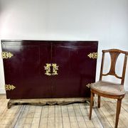 1950's lacquered wood and brass sideboard