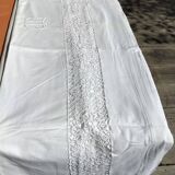 JC embroidered single sheet with crocheted lace