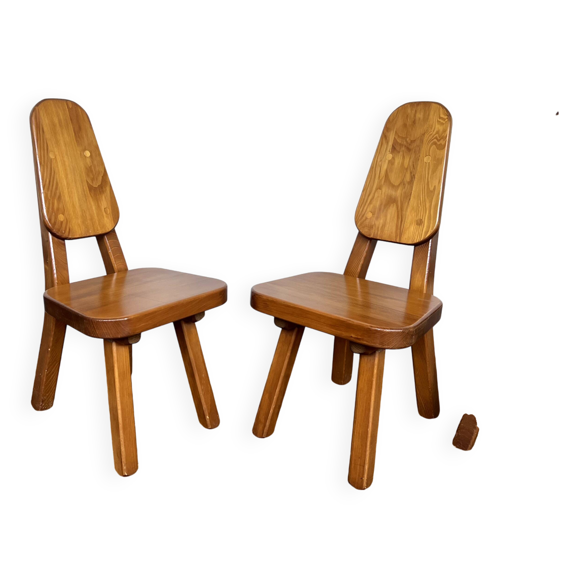 Brutalist pine chair 1970 Seltz style Regain Chapo Perriand vintage design