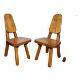 Brutalist pine chair 1970 Seltz style Regain Chapo Perriand vintage design