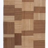 4x6 Checkered Pattern Brown Vintage Kilim Rug, 140x172Cm