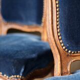 Adorable pair of 19th century low chairs. Wood and velvet fabric.