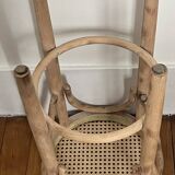 High stool, curved wood and caning