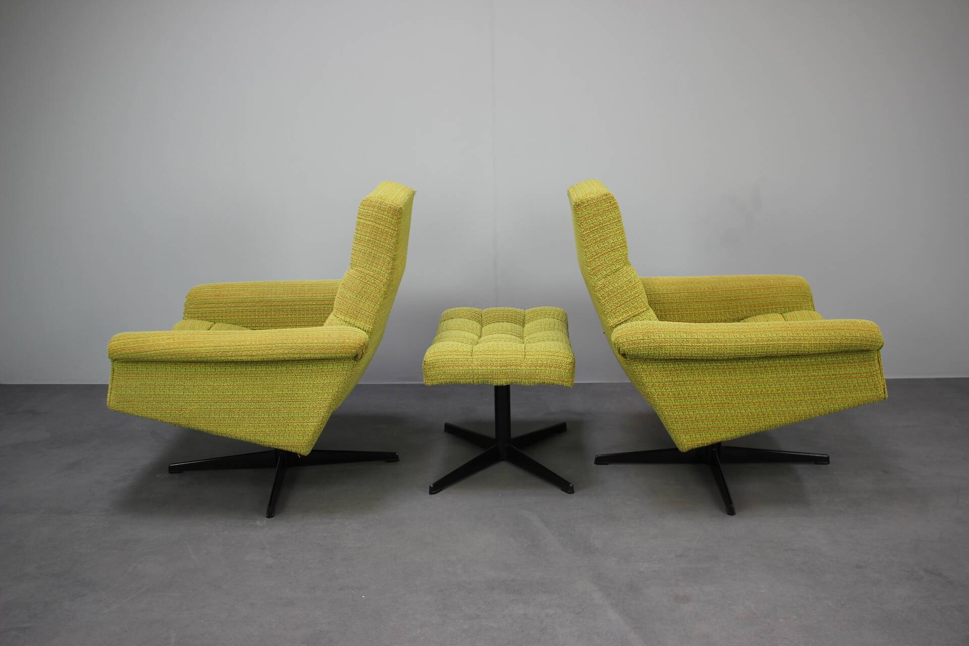 Mid-century Pair of Armchairs Stool by Morávek a Munzar, 1968s, czsk