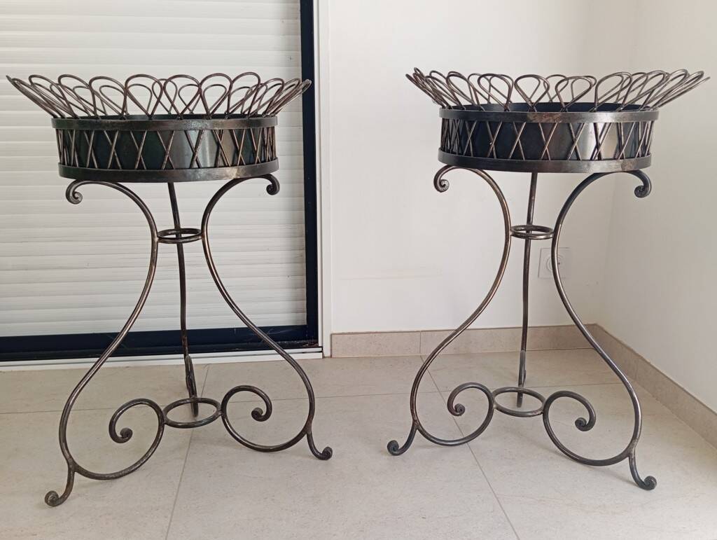 Pair of wrought iron planters