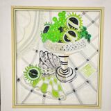 Toile art déco sur chassis encadrée signée T.H