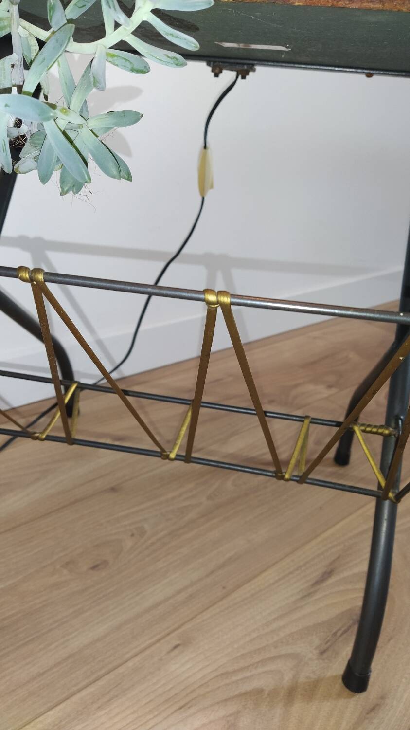 Floor lamp with magazine rack and shelf 50's