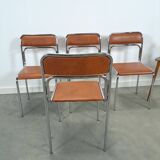 Skai bauhaus chromen Italiaanse buisframe stapelbare stoel