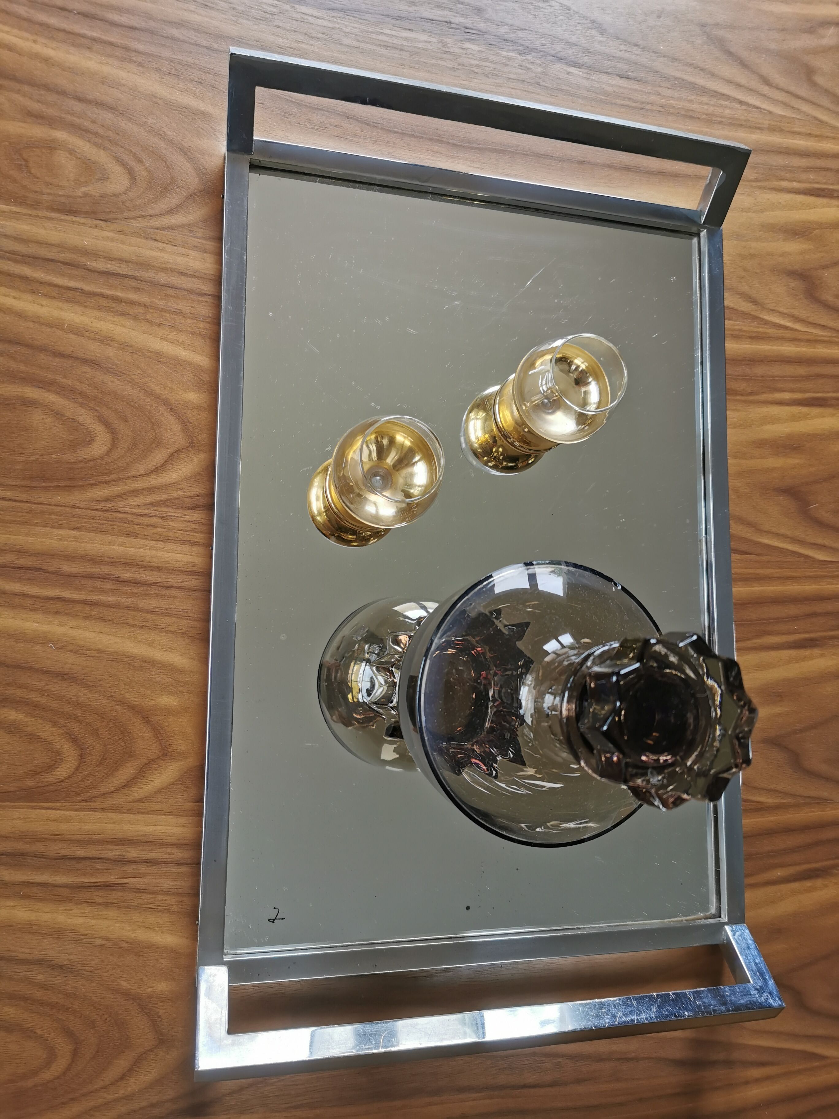 Art deco rectangular mirror tray