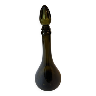 Olive green glass carafe