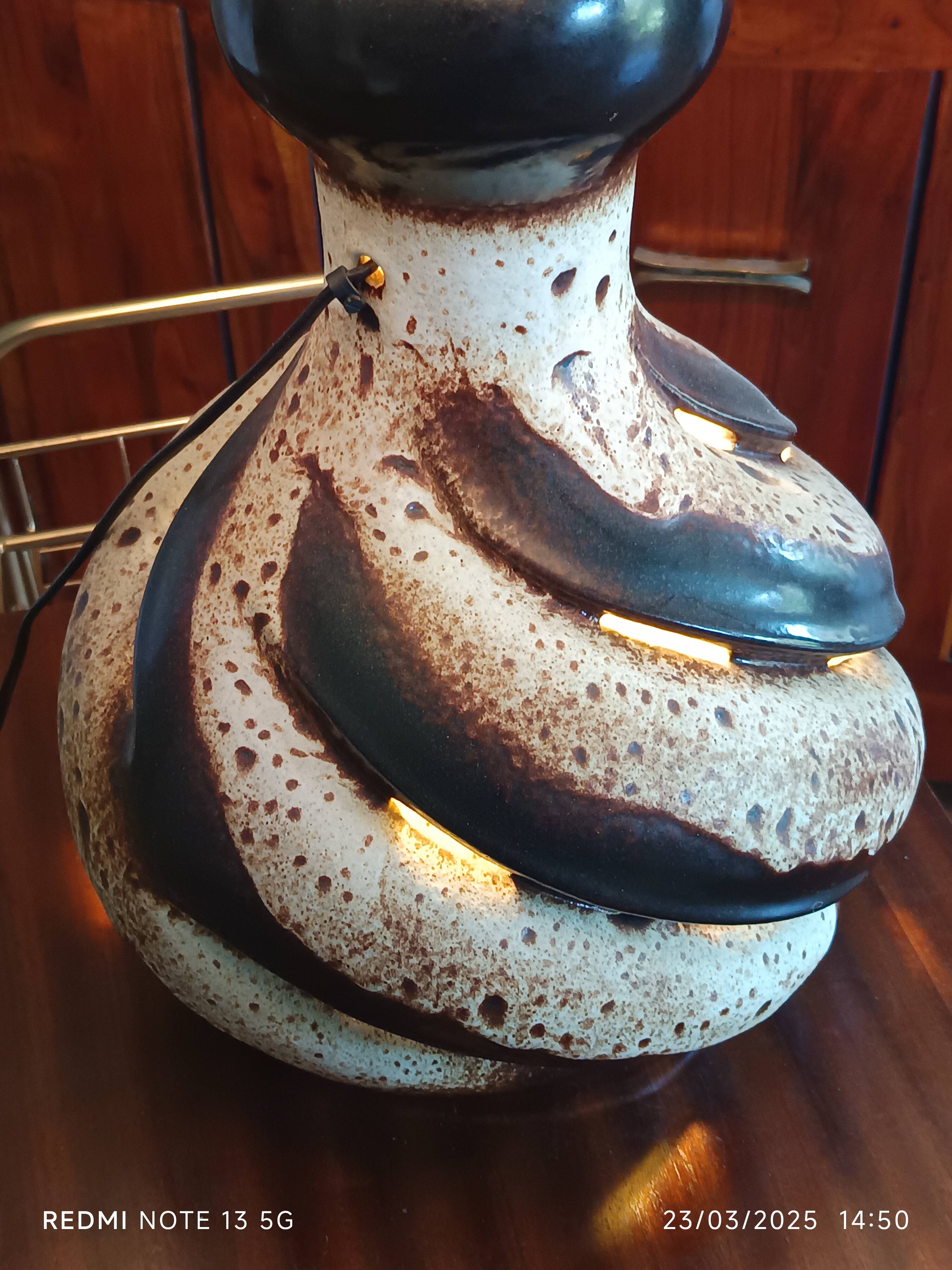 large ceramic lamp from the 70s with retro lighting