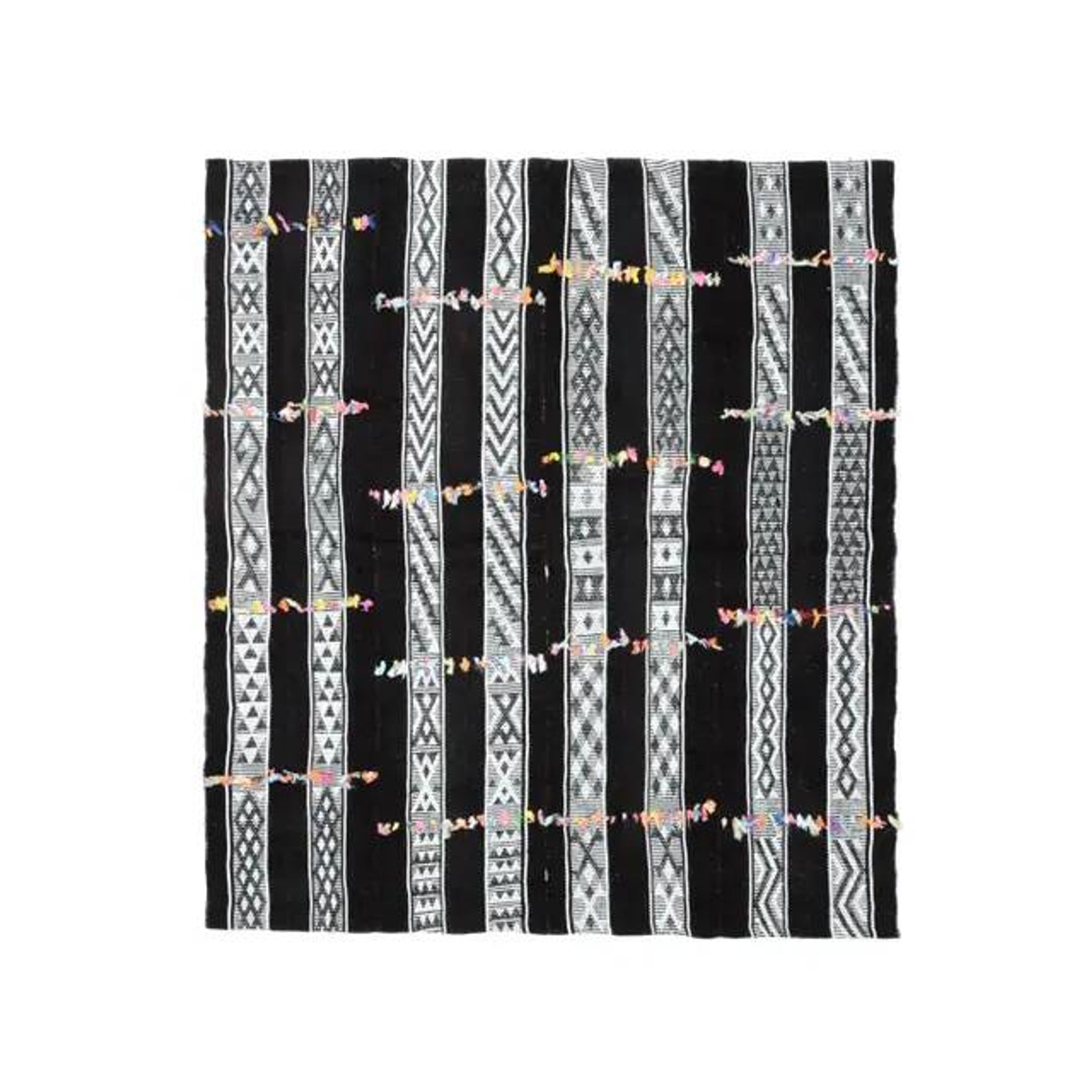 1970s Vintage Turkish Oushak Handmade Wool Cotton Black Runner Rug 169x190