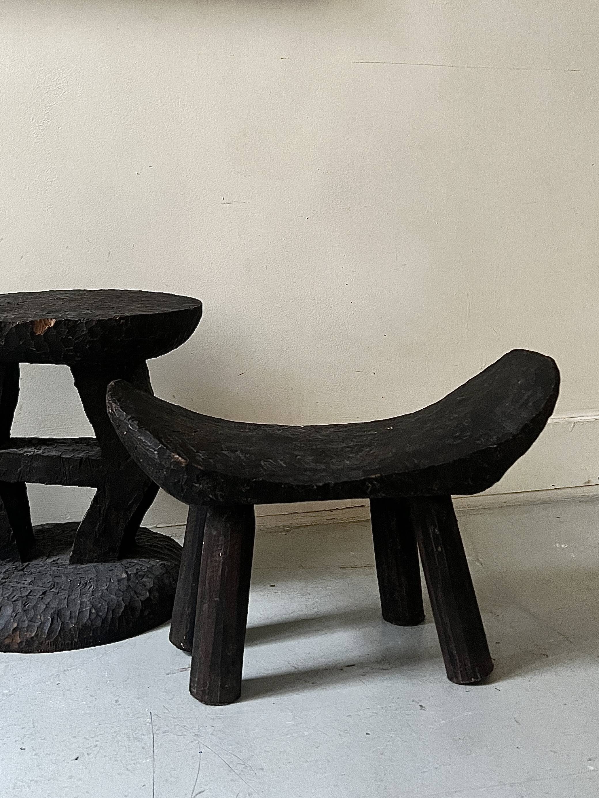 stool / African handcrafted side table in raw wood