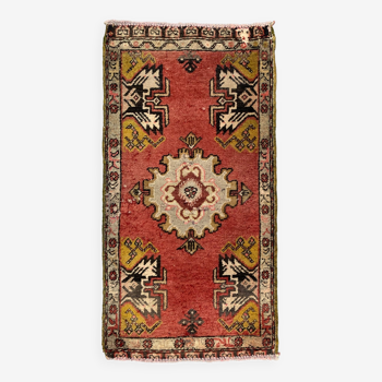 Petit tapis turc vintage 103x53 cm, Short Runner, Tribal, Shabby, Mini Tapis