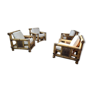 fauteuils vintage en - bambou
