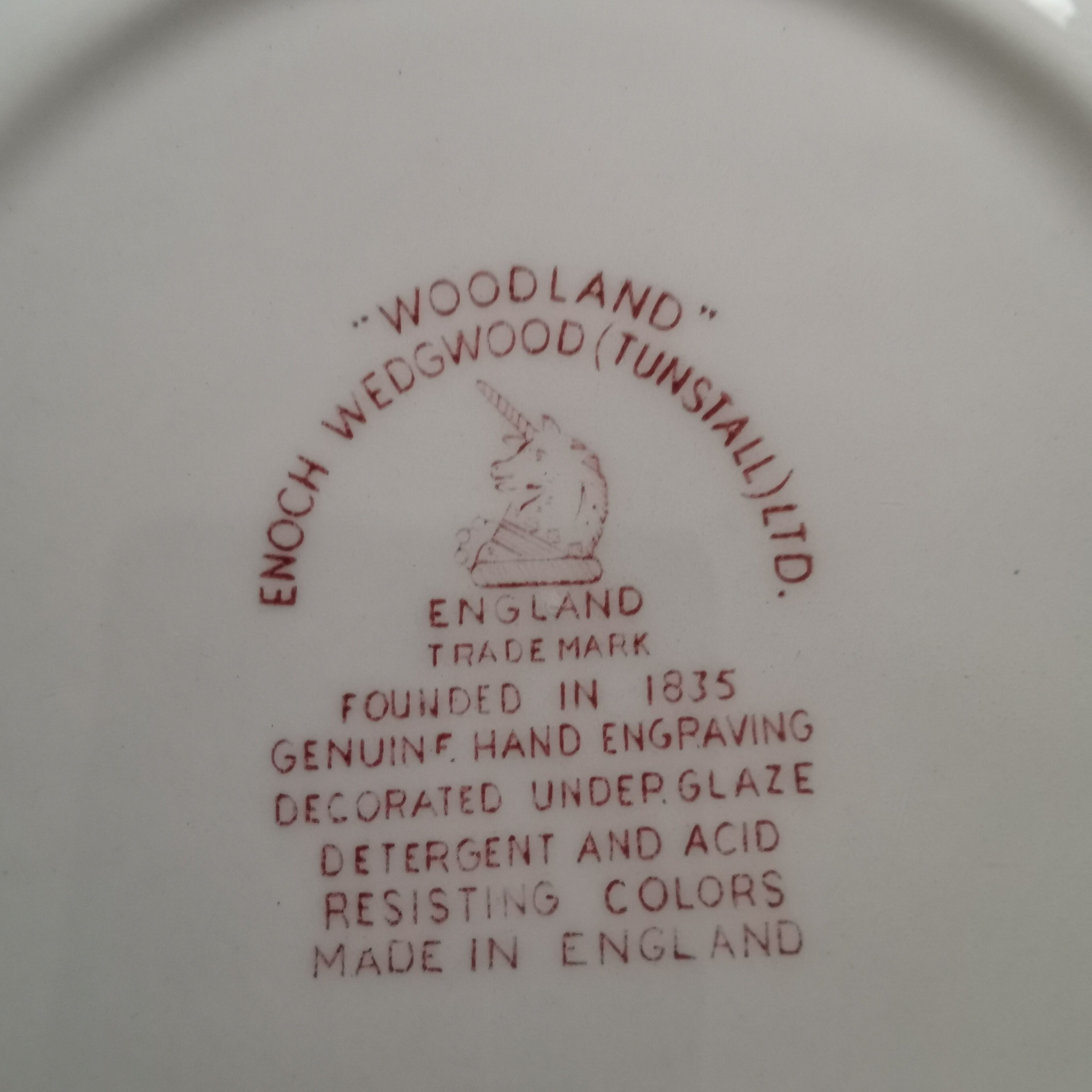 Vintage dessert plate Enoch Wedgwood (Tunstall). Pink Woodland model