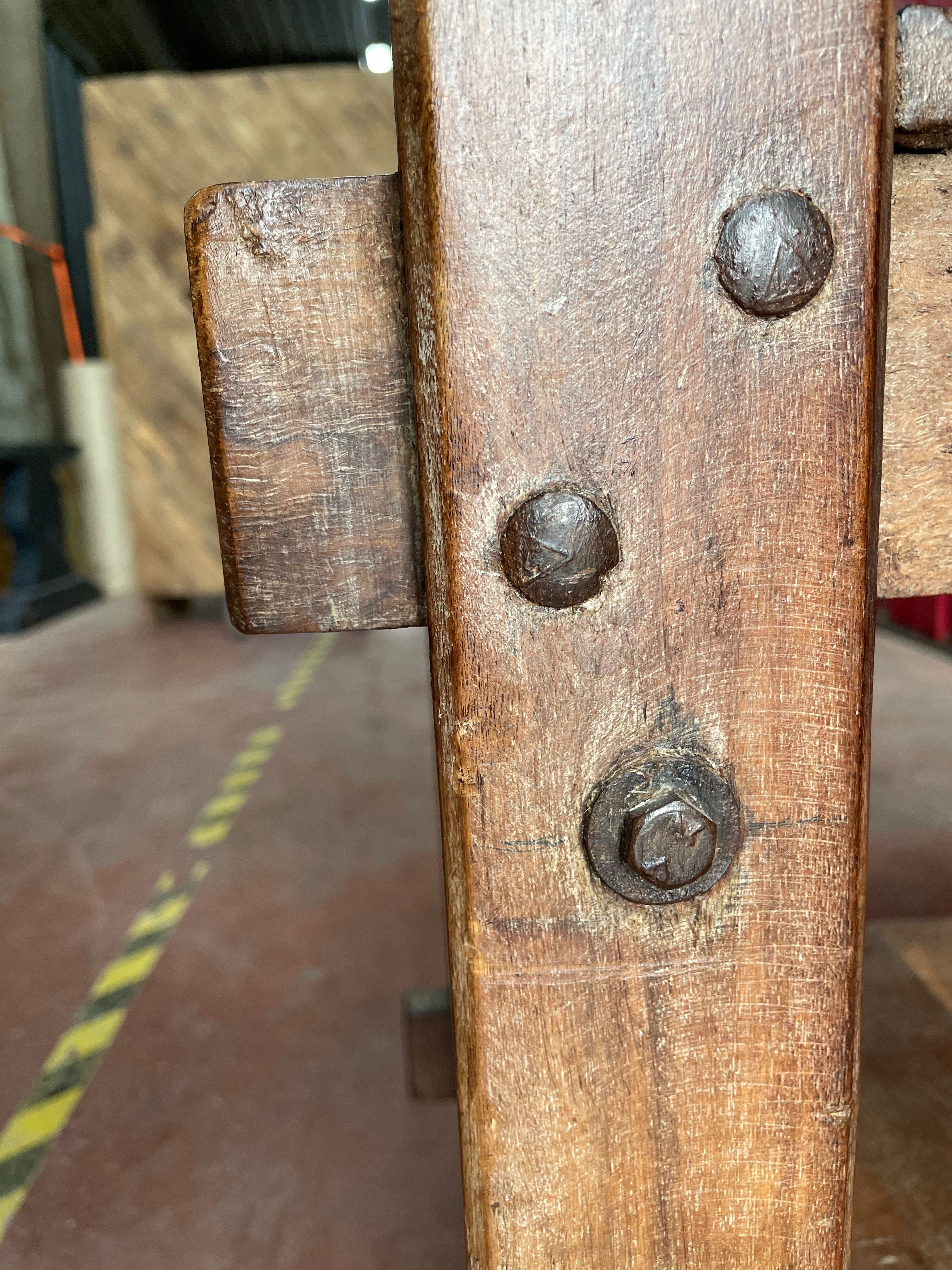 Vintage industrial servant in Teck wood and steel
