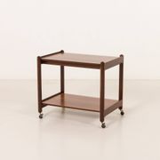 Italian mid century bar trolley, serving cart in rosewood, 1960s