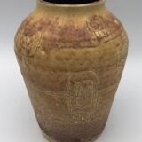 Vase vintage en céramique d’accolay, art brutaliste, signé hubert guy