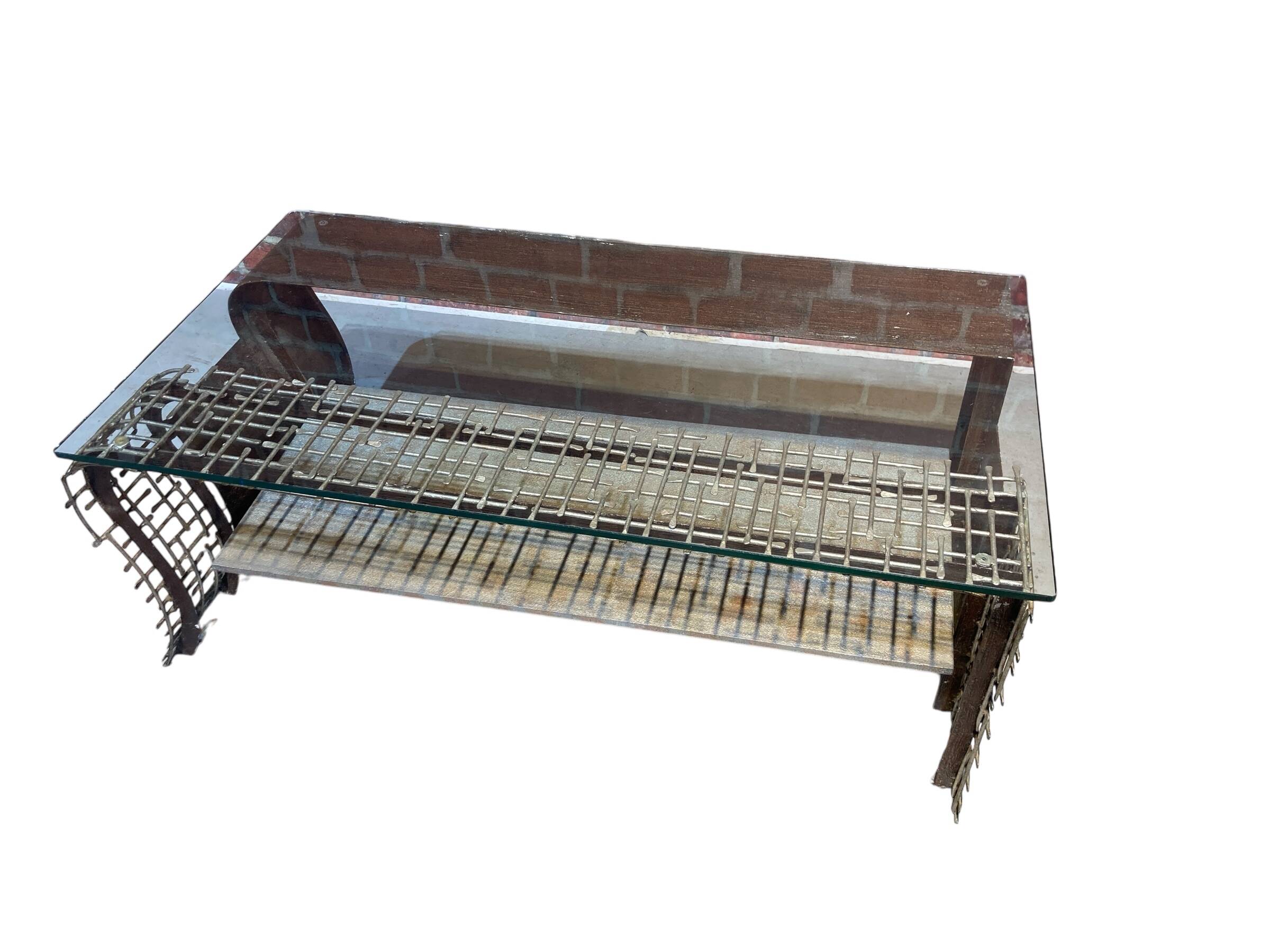 Metal coffee table with glass top