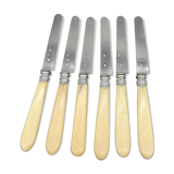 Series of 6 fruit knives blade silver punch Old man handle bone
