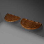 Elegant pair of Art Deco consoles in burl wood