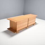 1970s Italian Sideboard in Beech Veneer with Six Drawers