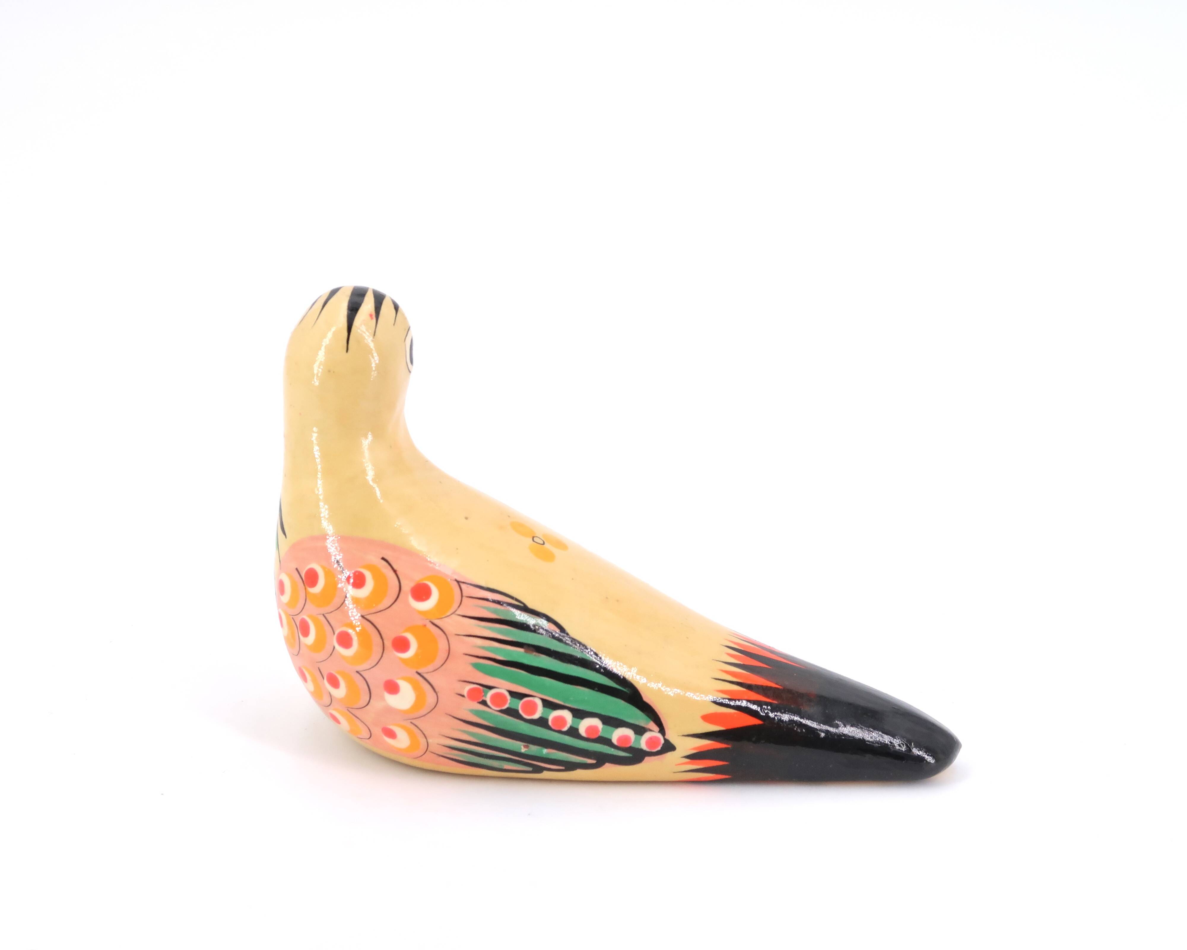 Mexican bird in Tonola painted ceramic