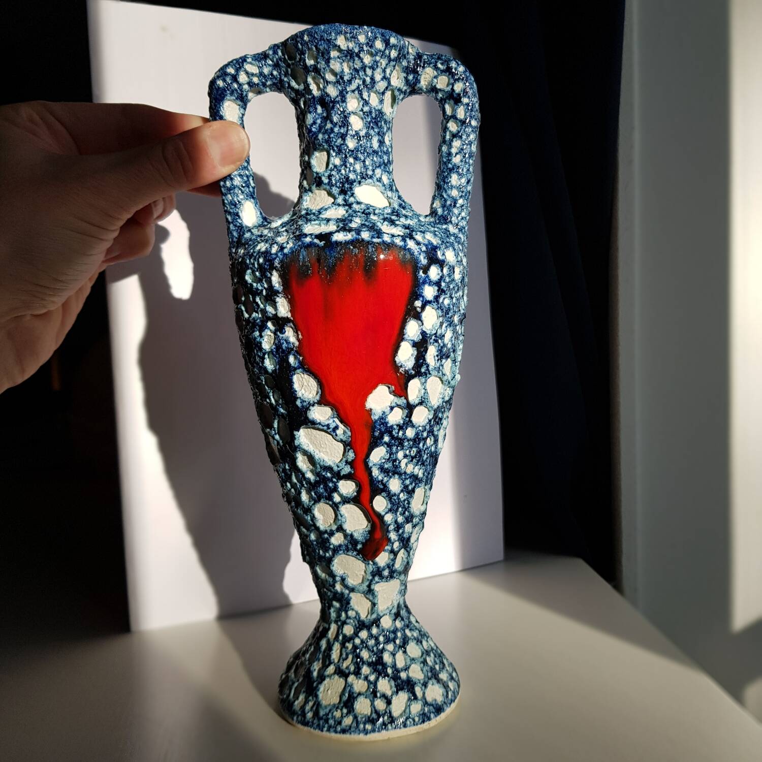 Fat lava blue vase